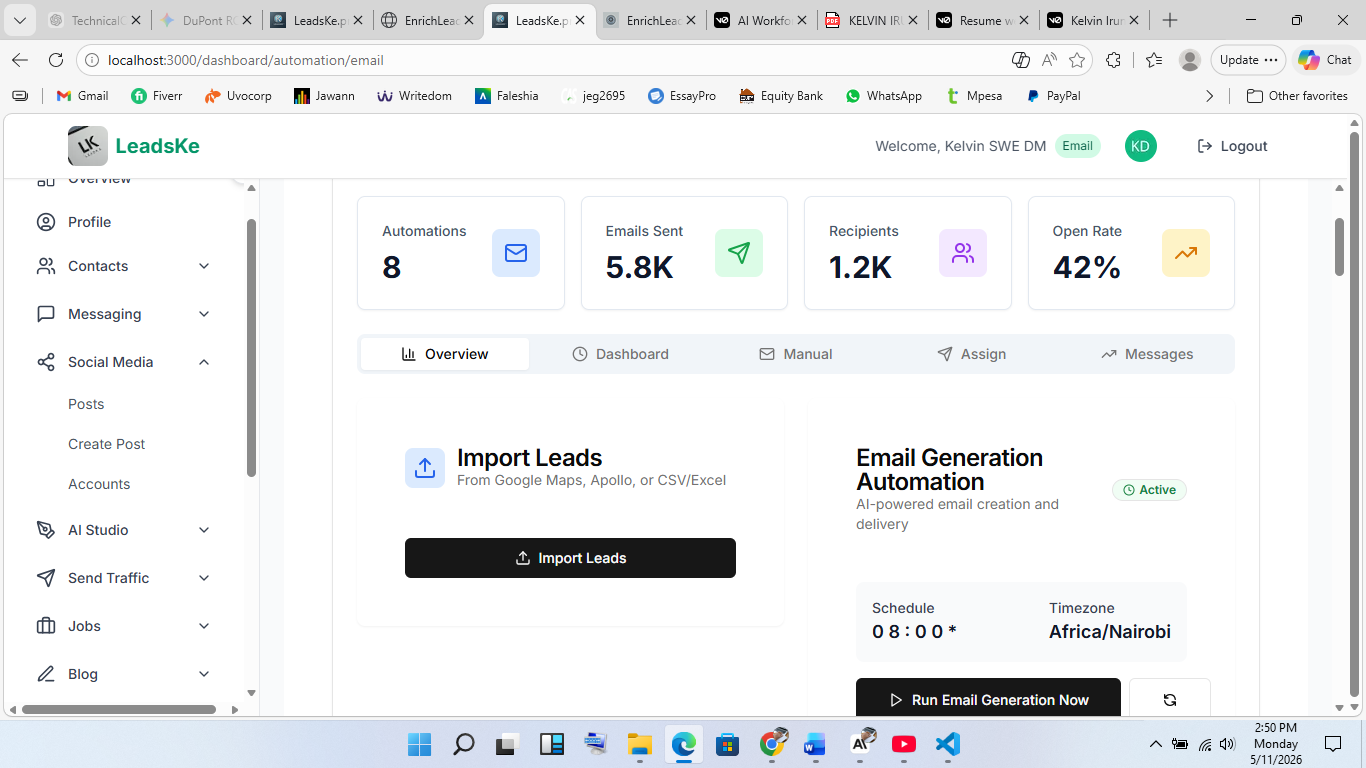 LeadsKe Dashboard - CRM and Lead Management